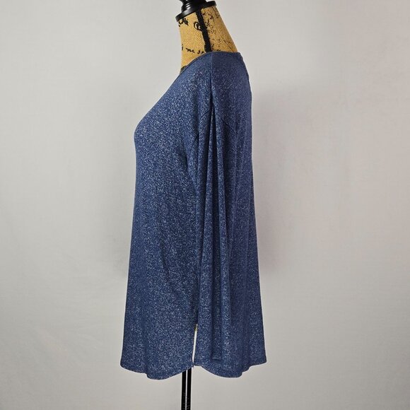 Motherhood Maternity Blue Knit Top Small SP Long Sleeve Criss Cross Back Casual - Picture 2 of 9